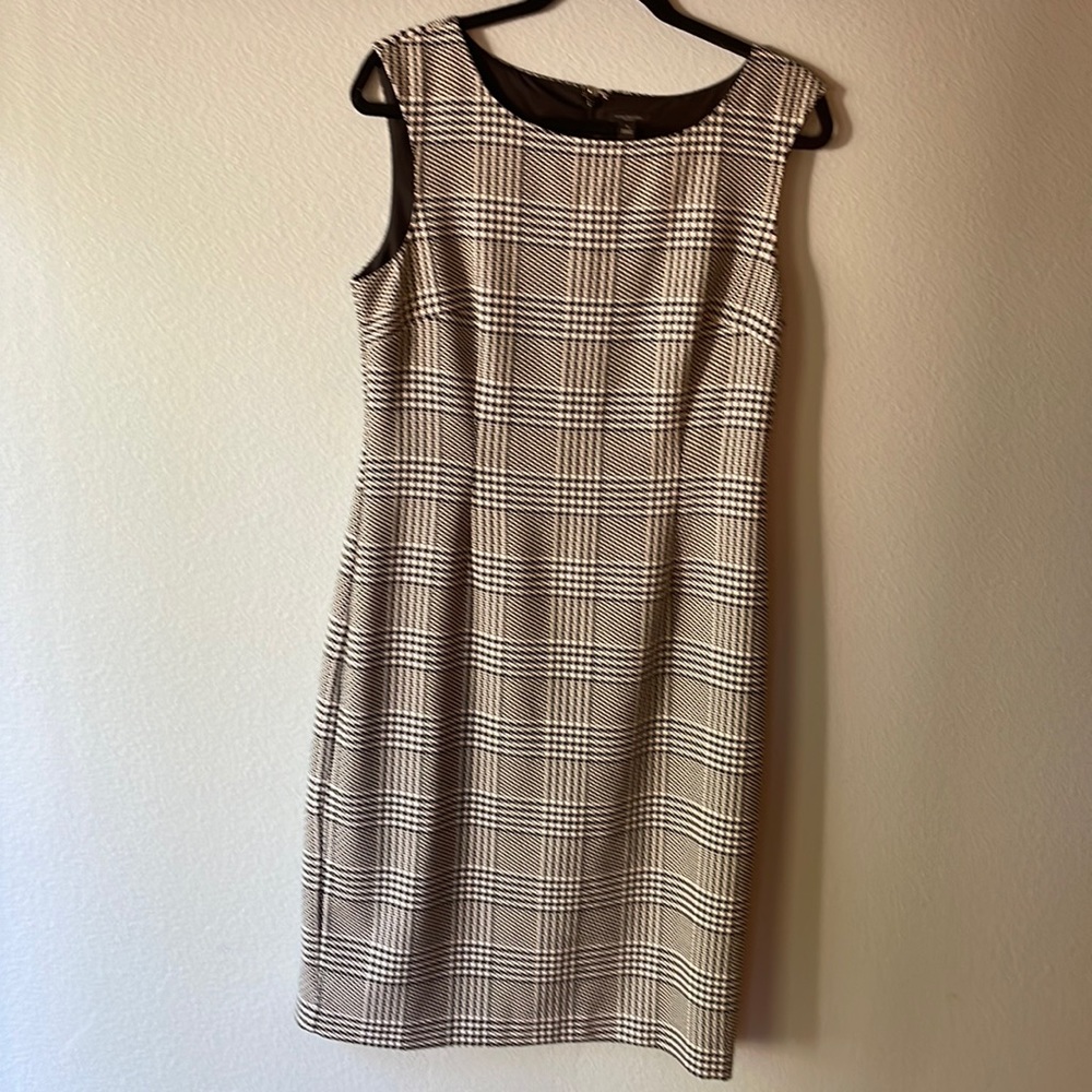 Ann Taylor Factory Black/White Houndstooth Pattern Sleeveless Dress, Sz 10, NWT